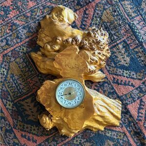 MCM Vintage Burl Wood Wall Clock made in Germany